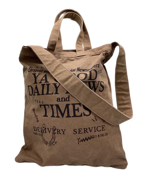 FRAMeWORK（フレームワーク）FRAMeWORK (フレームワーク) トートバッグ YA GOOD IDEA YA GOOD DAILY NEWS TIMES 2WAY ブラウンの古着・服飾アイテム