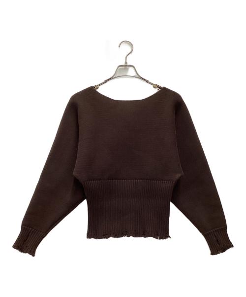 RIM.ARK（リムアーク）RIM.ARK (リムアーク) Damage fit knit tops 厚手ニット ブラウン サイズ:SIZE Freeの古着・服飾アイテム