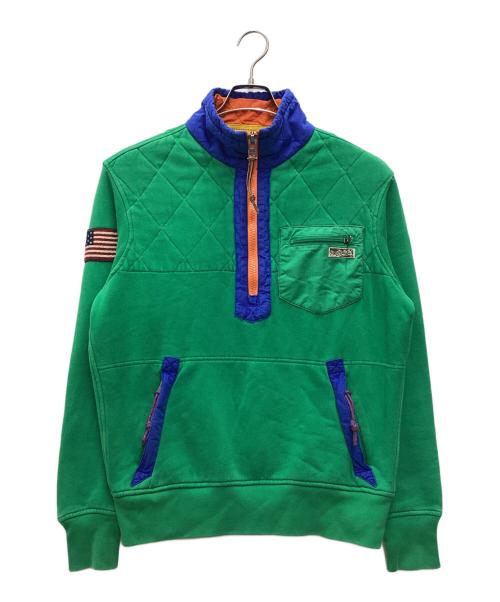 POLO RALPH LAUREN（ポロ・ラルフローレン）POLO RALPH LAUREN (ポロ・ラルフローレン) ハーフジップスウェット グリーン×ブルー サイズ:SIZE Mの古着・服飾アイテム