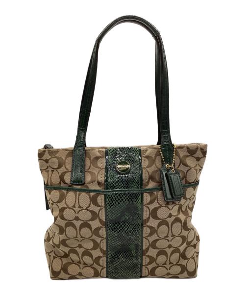 COACH（コーチ）COACH (コーチ) トートバッグ シグネチャー ブラウンの古着・服飾アイテム