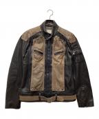DIESELディーゼル）の古着「切替レザージャケット」｜ブラウン×ブラック