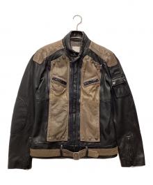 DIESEL（ディーゼル）の古着「切替レザージャケット」｜ブラウン×ブラック