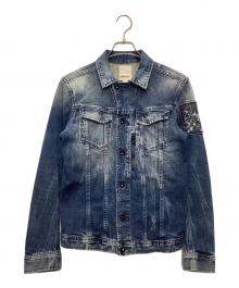 DIESEL（ディーゼル）の古着「ペイントデニムジャケット」｜ブルー