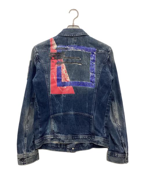 DIESEL（ディーゼル）DIESEL (ディーゼル) ペイントデニムジャケット ブルー サイズ:SIZE Sの古着・服飾アイテム