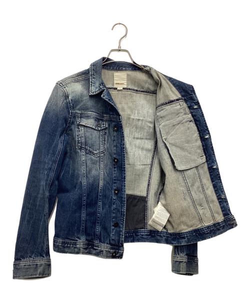 DIESEL（ディーゼル）DIESEL (ディーゼル) ペイントデニムジャケット ブルー サイズ:SIZE Sの古着・服飾アイテム