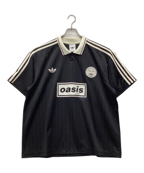 adidas Originals（アディダスオリジナル）adidas originals (アディダスオリジナル) oasis (オアシス) TOUR live'25 Jacquard Jersey 半袖シャツ ブラック×ホワイト サイズ:SIZE XLの古着・服飾アイテム