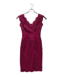 TADASHI SHOJI（タダシ ショージ）の古着「レース ウエストデザイン ワンピース」｜ショッキングピンク