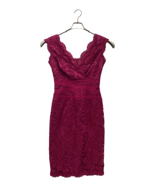 TADASHI SHOJI（タダシ ショージ）TADASHI SHOJI (タダシ ショージ) レース ウエストデザイン ワンピース ショッキングピンク サイズ:SIZE 4の古着・服飾アイテム