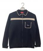 SUPREMEシュプリーム）の古着「Chest Stripe Zip Up Cardiga 厚手カーディガン」｜ブラック×ベージュ