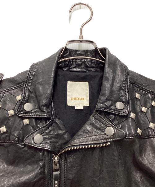 DIESEL（ディーゼル）DIESEL (ディーゼル) スタッズライダースジャケット ブラック サイズ:SIZE Sの古着・服飾アイテム