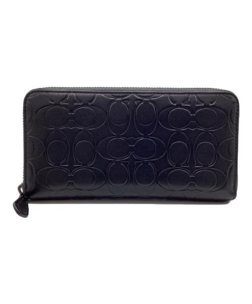 COACH（コーチ）COACH (コーチ) ラウンドファスナー財布 シグネチャー ブラックの古着・服飾アイテム