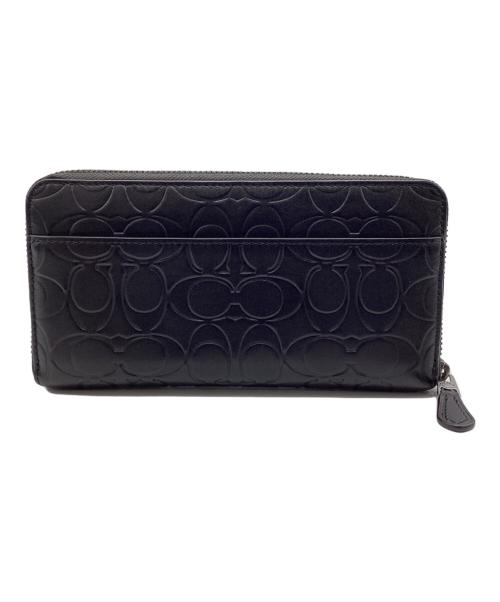 COACH（コーチ）COACH (コーチ) ラウンドファスナー財布 シグネチャー ブラックの古着・服飾アイテム