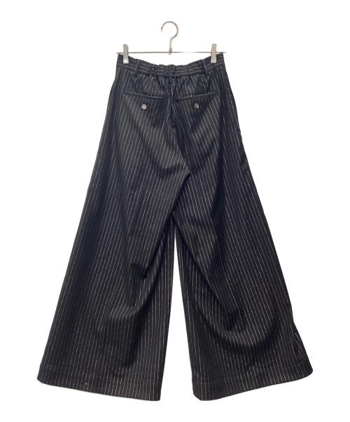 seyto（セイト）seyto (セイト) メストライプワイドストレートパンツ ブラック サイズ:SIZE 0の古着・服飾アイテム