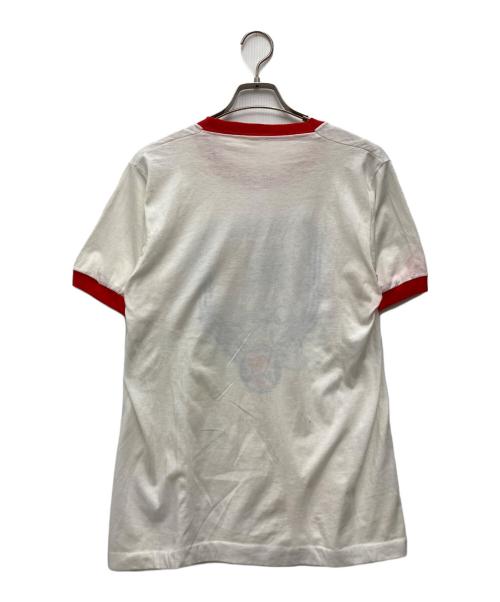 セブンイレブン（-）セブンイレブン (-) オリンピック (-) リンガーTシャツ　80s シングルステッチ ホワイト×レッド サイズ:SIZE 不明の古着・服飾アイテム