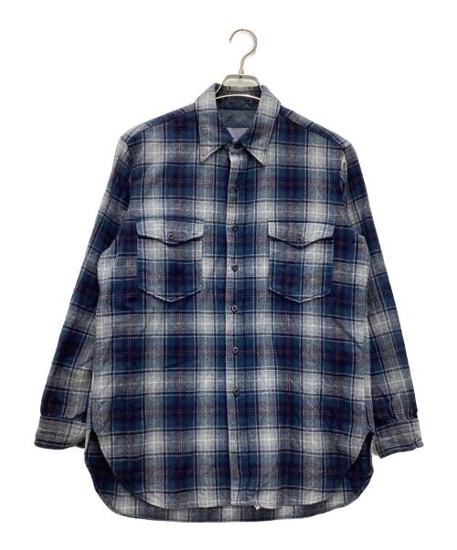 PENDLETON（ペンドルトン）PENDLETON (ペンドルトン) ウールシャツ 70s ブルー×ネイビー サイズ:SIZE Lの古着・服飾アイテム