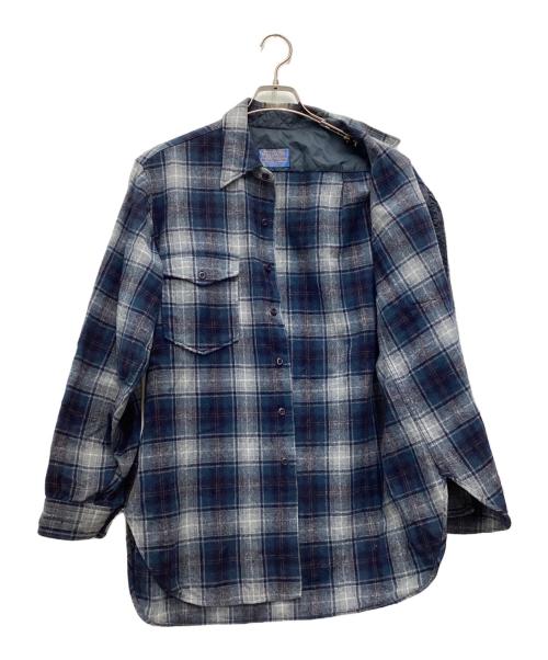 PENDLETON（ペンドルトン）PENDLETON (ペンドルトン) ウールシャツ 70s ブルー×ネイビー サイズ:SIZE Lの古着・服飾アイテム