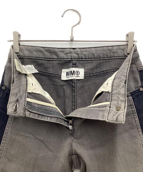 MM6 Maison Margiela（エムエムシックスメゾンマルジェラ）MM6 Maison Margiela (エムエムシックスメゾンマルジェラ) 切替デニムパンツ グレー×ブルー サイズ:SIZE 42の古着・服飾アイテム