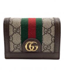 GUCCI（グッチ）の古着「GGスプリームコンパクトウォレット オフィディア」｜ブラウン×グリーン✖レッド