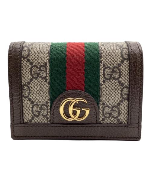 GUCCI（グッチ）GUCCI (グッチ) GGスプリームコンパクトウォレット オフィディア ブラウン×グリーン✖レッドの古着・服飾アイテム