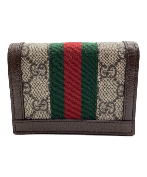 GUCCI（グッチ）GUCCI (グッチ) GGスプリームコンパクトウォレット オフィディア ブラウン×グリーン✖レッドの古着・服飾アイテム