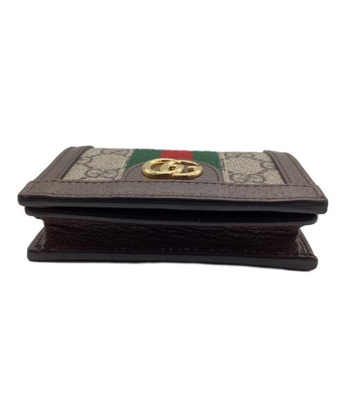 GUCCI（グッチ）GUCCI (グッチ) GGスプリームコンパクトウォレット オフィディア ブラウン×グリーン✖レッドの古着・服飾アイテム
