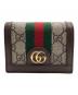 GUCCI（グッチ）の古着「GGスプリームコンパクトウォレット オフィディア」｜ブラウン×グリーン✖レッド