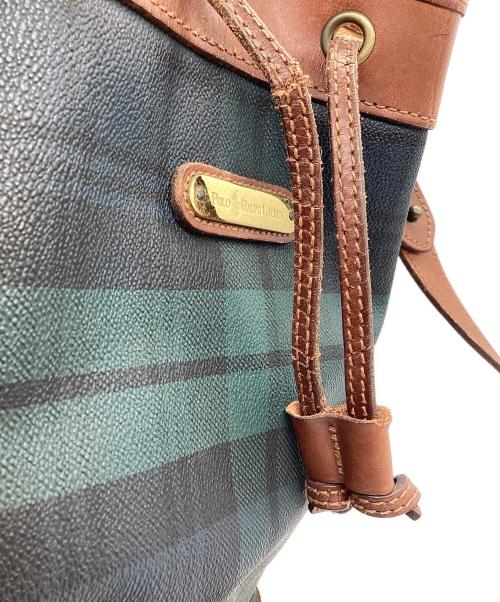 RALPH LAUREN（ラルフローレン）RALPH LAUREN (ラルフローレン) ドローストリングショルダーバッグ グリーン×ブラウンの古着・服飾アイテム