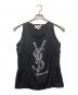 Yves Saint Laurent（イヴサンローラン）の古着「ノースリーブカットソー ラインストーンロゴ」｜ブラック