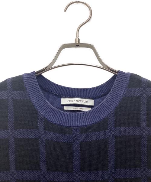 FOXEY NEWYORK（フォクシーニューヨーク）FOXEY NEWYORK (フォクシーニューヨーク) ノースリーブワンピース ネイビー サイズ:SIZE 40の古着・服飾アイテム