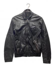 DIESEL Black Gold（ディーゼル ブラック ゴールド）の古着「シングルライダースジャケット」｜ブラック