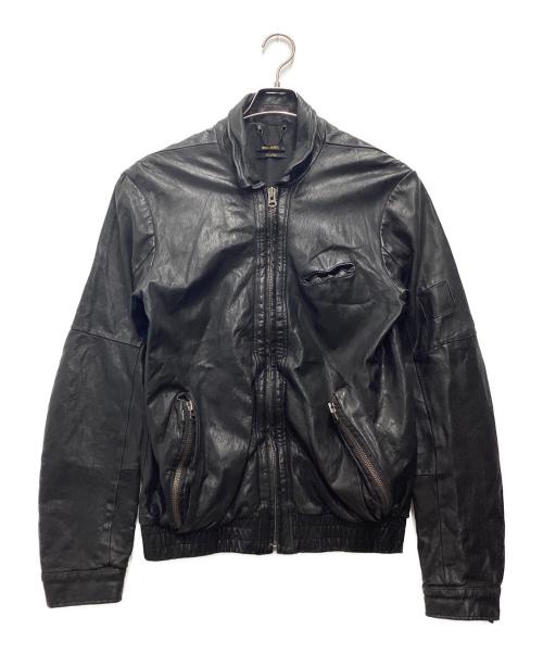 DIESEL Black Gold（ディーゼル ブラック ゴールド）DIESEL BLACK GOLD (ディーゼル ブラック ゴールド) シングルライダースジャケット ブラック サイズ:SIZE Lの古着・服飾アイテム