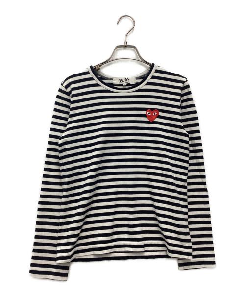 PLAY COMME des GARCONS（プレイコムデギャルソン）PLAY COMME des GARCONS (プレイコムデギャルソン) 長袖カットソー ブラック×ホワイト サイズ:SIZE Mの古着・服飾アイテム