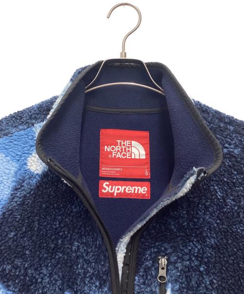 THE NORTH FACE（ザ ノース フェイス）THE NORTH FACE (ザ ノース フェイス) Supreme (シュプリーム) Bleached Denim Print Fleece Jacket フリースジャケット ブルー×ブラック サイズ:SIZE Lの古着・服飾アイテム