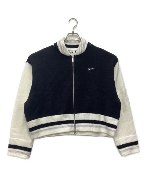 NIKE（ナイキ）NIKE (ナイキ) NIKE AS W NSW CARDIGAN STREET BLACK/SAIL/VAST GREY/SAIL 厚手カーディガン ホワイト×ブラック サイズ:SIZE Lの古着・服飾アイテム