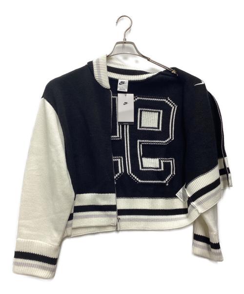 NIKE（ナイキ）NIKE (ナイキ) NIKE AS W NSW CARDIGAN STREET BLACK/SAIL/VAST GREY/SAIL 厚手カーディガン ホワイト×ブラック サイズ:SIZE Lの古着・服飾アイテム