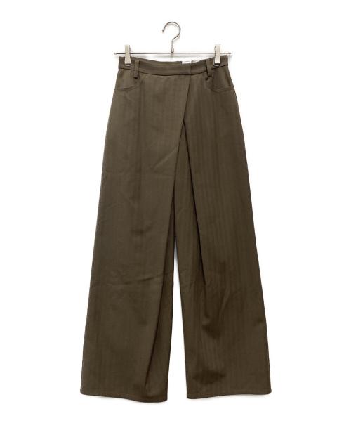 CLANE（クラネ）CLANE (クラネ) LOGO SWEAT TUCK WIDE PANTS ワイドパンツ ブラウン サイズ:SIZE 1の古着・服飾アイテム