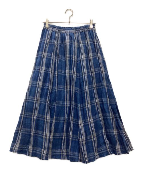 ICHI Antiquites（イチアンティークス）ICHI Antiquites (イチアンティークス) リネンタータンチェックスカート ブルー サイズ:SIZE 不明の古着・服飾アイテム