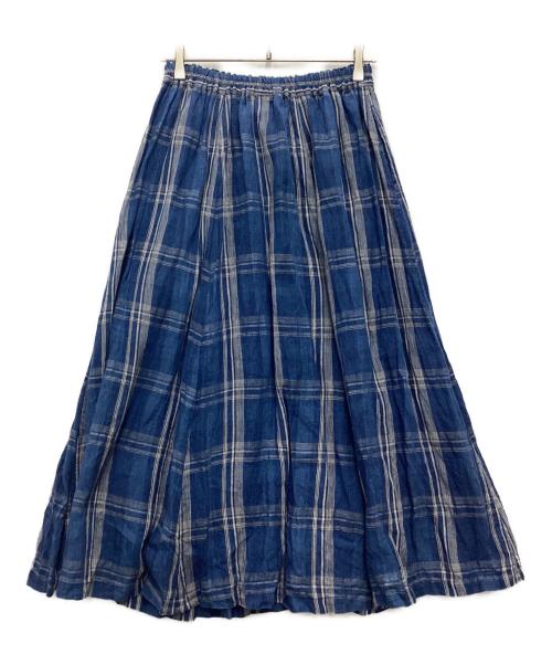 ICHI Antiquites（イチアンティークス）ICHI Antiquites (イチアンティークス) リネンタータンチェックスカート ブルー サイズ:SIZE 不明の古着・服飾アイテム