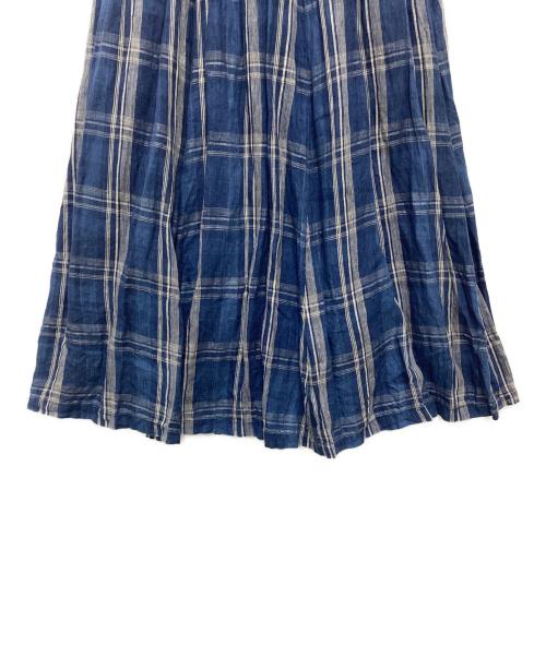 ICHI Antiquites（イチアンティークス）ICHI Antiquites (イチアンティークス) リネンタータンチェックスカート ブルー サイズ:SIZE 不明の古着・服飾アイテム