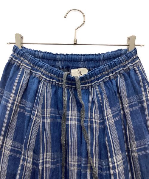 ICHI Antiquites（イチアンティークス）ICHI Antiquites (イチアンティークス) リネンタータンチェックスカート ブルー サイズ:SIZE 不明の古着・服飾アイテム