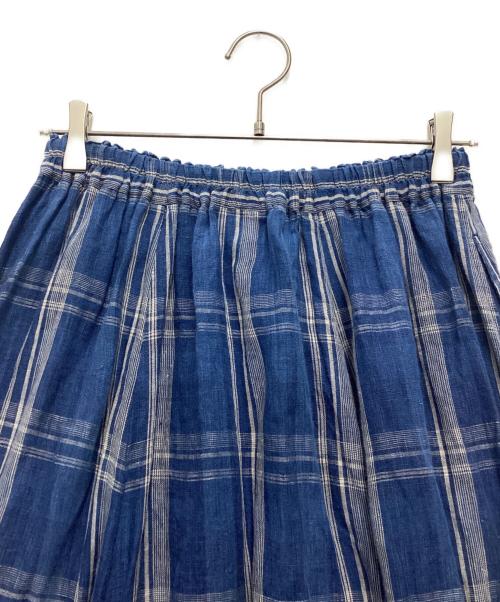ICHI Antiquites（イチアンティークス）ICHI Antiquites (イチアンティークス) リネンタータンチェックスカート ブルー サイズ:SIZE 不明の古着・服飾アイテム