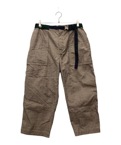 sacai（サカイ）sacai (サカイ) アジャストバックルベルトチェックパンツ ブラウン サイズ:SIZE W30×L21の古着・服飾アイテム