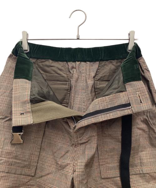 sacai（サカイ）sacai (サカイ) アジャストバックルベルトチェックパンツ ブラウン サイズ:SIZE W30×L21の古着・服飾アイテム
