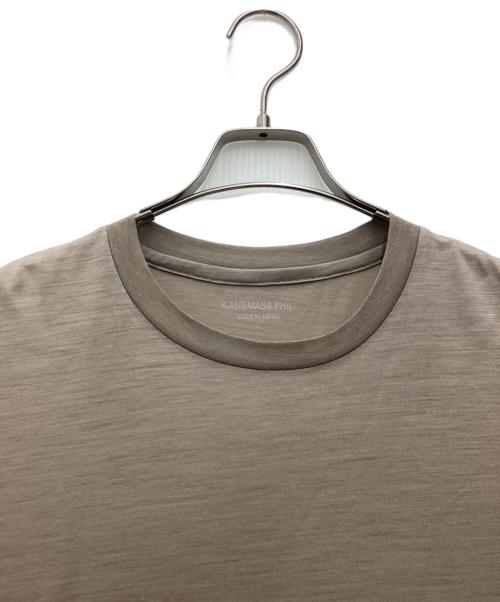 KANEMASA PHIL.（カネマサフィル）KANEMASA PHIL. (カネマサフィル) 36G ウールショートスリーブTシャツ  ベージュ サイズ:SIZE Lの古着・服飾アイテム