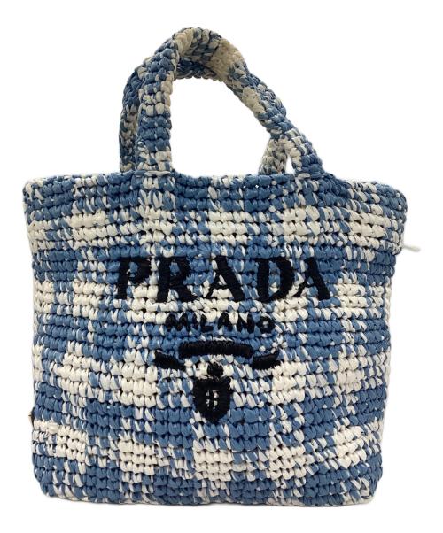 PRADA（プラダ）PRADA (プラダ) ハンドバッグ ホワイト×スカイブルーの古着・服飾アイテム