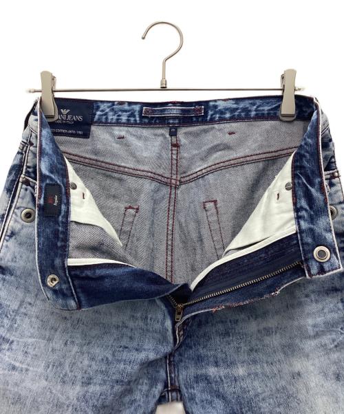 ARMANI JEANS（アルマーニジーンズ）ARMANI JEANS (アルマーニジーンズ) クラッシュデニムパンツ ブルー サイズ:SIZE 73.5cm (W29)の古着・服飾アイテム