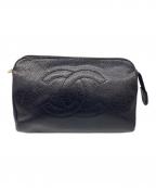 CHANELシャネル）の古着「ポーチ ココマーク キャビアスキン」｜ブラック