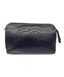 CHANEL（シャネル）の古着「ポーチ ココマーク キャビアスキン」｜ブラック