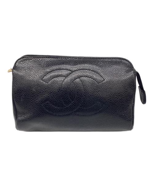CHANEL（シャネル）CHANEL (シャネル) ポーチ ココマーク キャビアスキン ブラックの古着・服飾アイテム