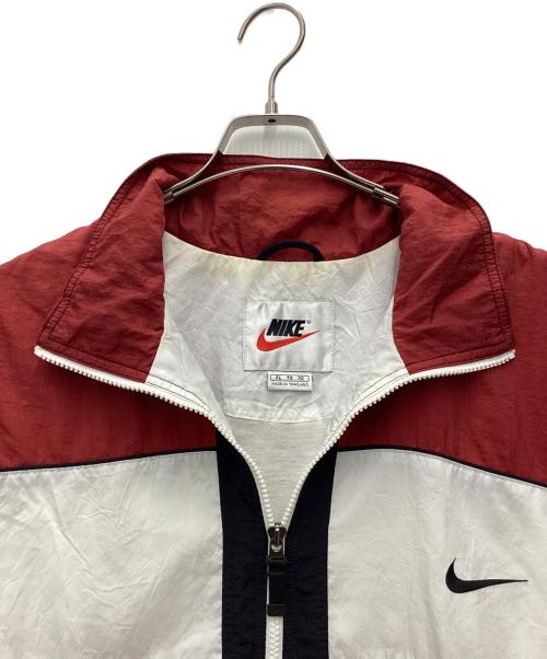 NIKE（ナイキ）NIKE (ナイキ) ナイロンジャケット 銀タグ 90s レッド×ホワイト サイズ:SIZE XLの古着・服飾アイテム